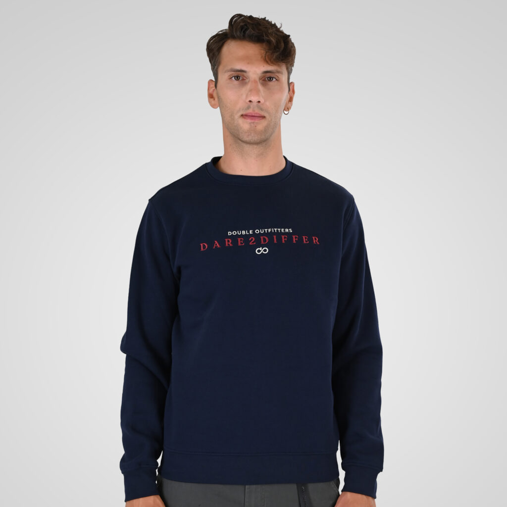 262MTOP-1151 CREWNECK TOP WITH 3D AND DENSE EMBROIDERY (BRUSHED FLEECE) NAVY