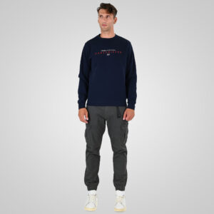 262MTOP-1151 CREWNECK TOP WITH 3D AND DENSE EMBROIDERY (BRUSHED FLEECE) NAVY