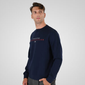 262MTOP-1151 CREWNECK TOP WITH 3D AND DENSE EMBROIDERY (BRUSHED FLEECE) NAVY - Image 3