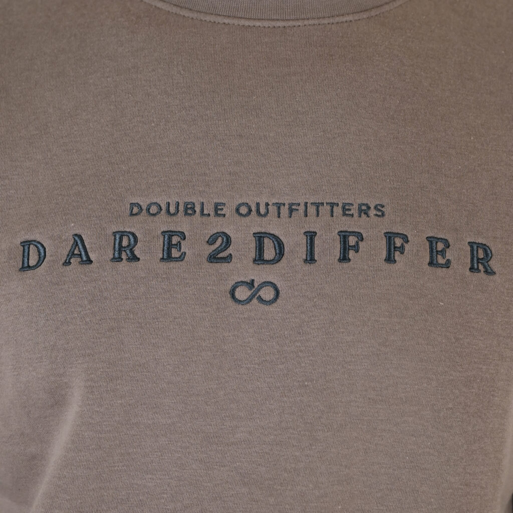 262MTOP-1151 CREWNECK TOP WITH 3D AND DENSE EMBROIDERY (BRUSHED FLEECE) TAUPE