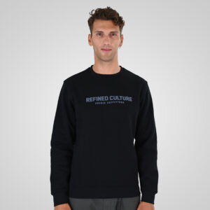262MTOP-1152 CREWNECK TOP WITH PUFF PRINT (BRUSHED FLEECE) BLACK