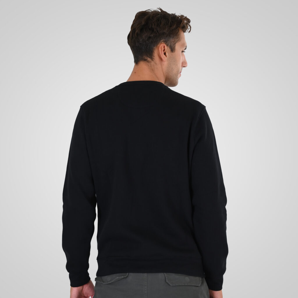 262MTOP-1152 CREWNECK TOP WITH PUFF PRINT (BRUSHED FLEECE) BLACK