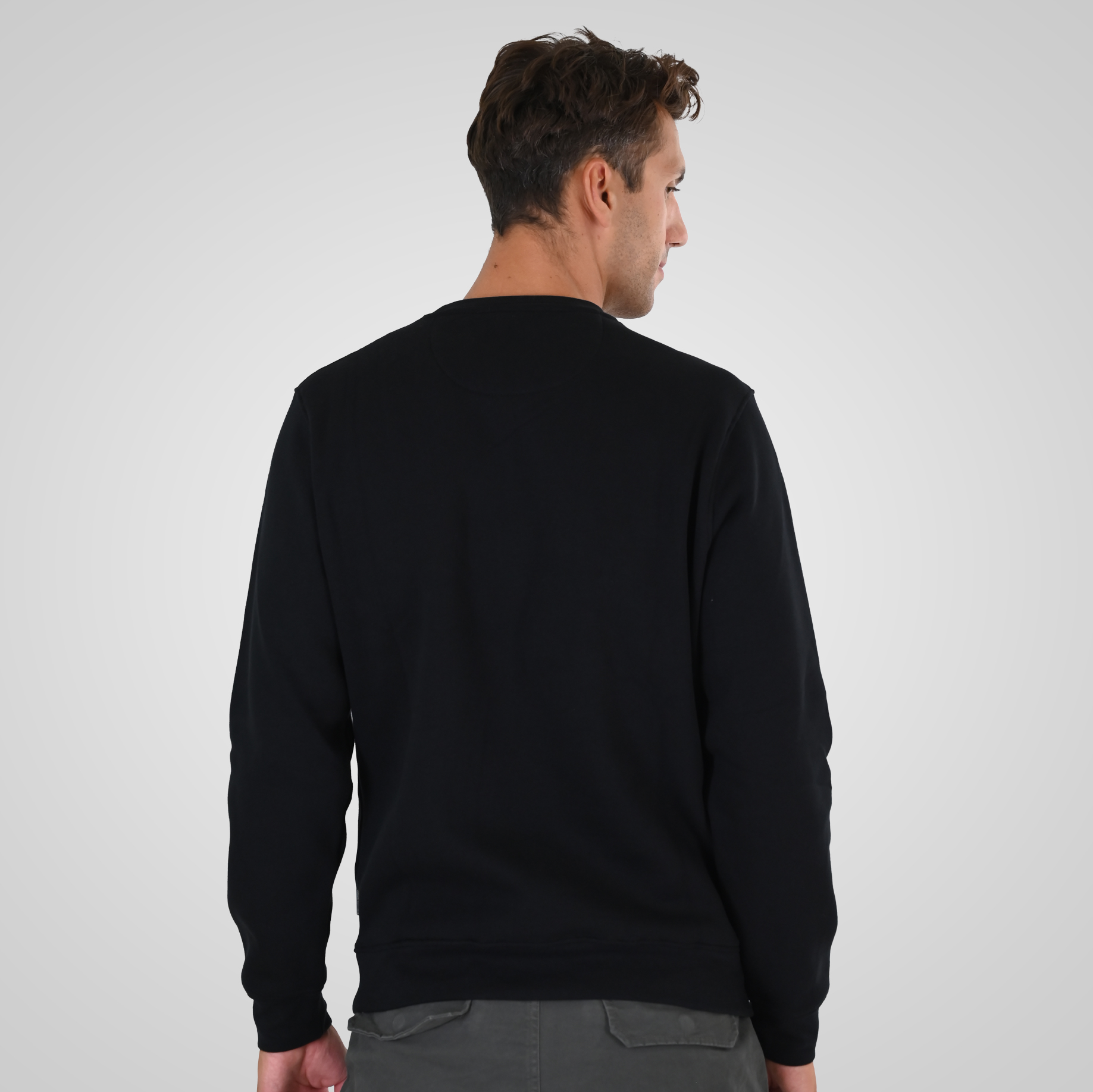 262MTOP-1152 CREWNECK TOP WITH PUFF PRINT (BRUSHED FLEECE) BLACK - Image 4