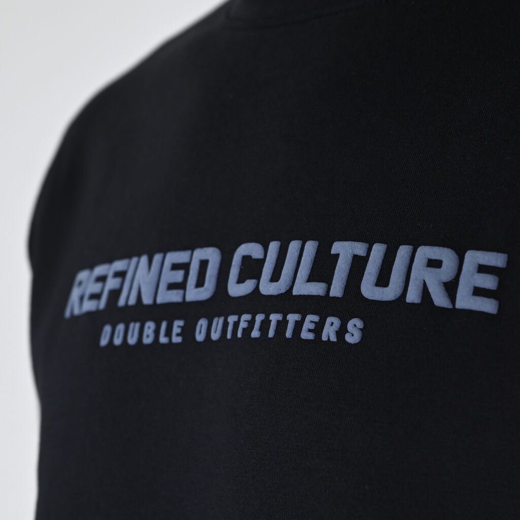 262MTOP-1152 CREWNECK TOP WITH PUFF PRINT (BRUSHED FLEECE) BLACK