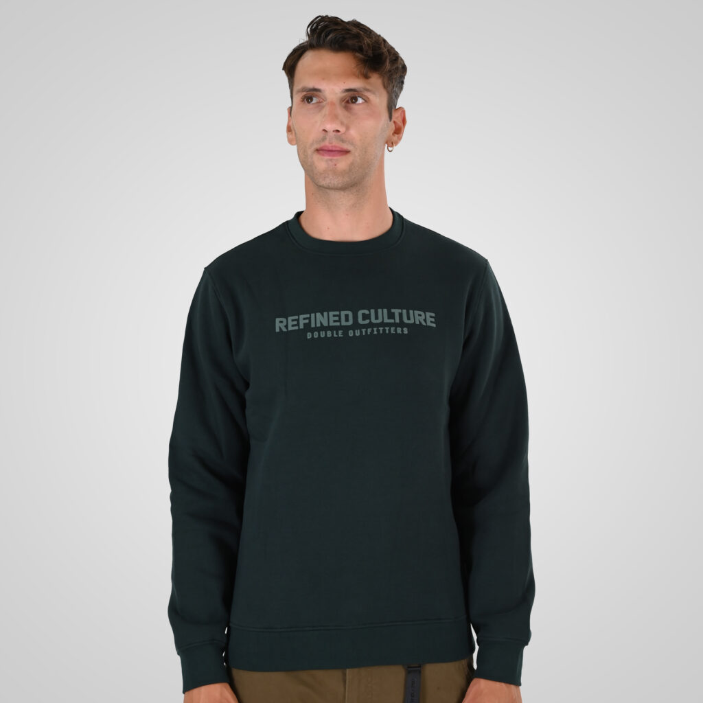 262MTOP-1152 CREWNECK TOP WITH PUFF PRINT (BRUSHED FLEECE) FOREST GREEN