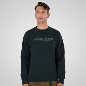 262MTOP-1152 CREWNECK TOP WITH PUFF PRINT (BRUSHED FLEECE) FOREST GREEN