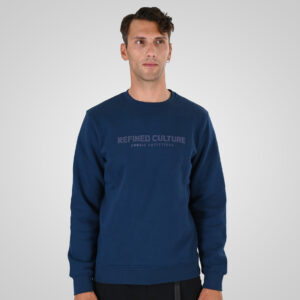 262MTOP-1152 CREWNECK TOP WITH PUFF PRINT (BRUSHED FLEECE) INDIGO