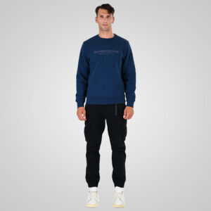 262MTOP-1152 CREWNECK TOP WITH PUFF PRINT (BRUSHED FLEECE) INDIGO