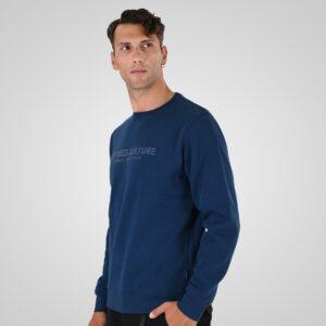 262MTOP-1152 CREWNECK TOP WITH PUFF PRINT (BRUSHED FLEECE) INDIGO - Image 3
