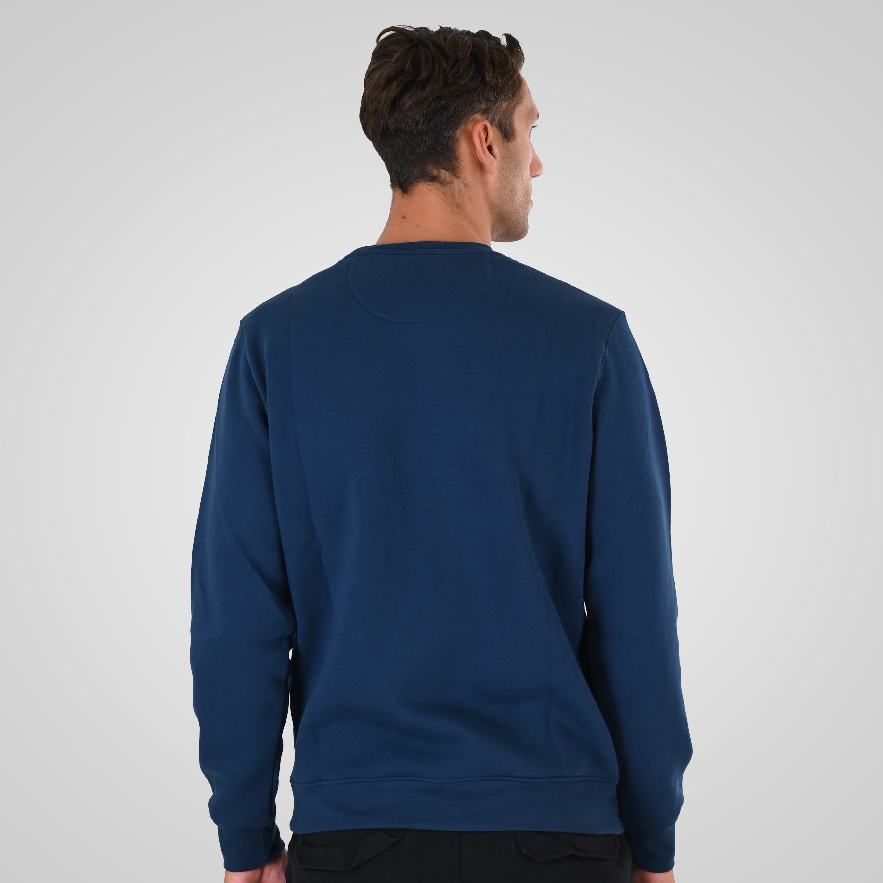 262MTOP-1152 CREWNECK TOP WITH PUFF PRINT (BRUSHED FLEECE) INDIGO - Image 4