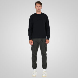 262MTOP-1153 CREWNECK TOP WITH EMBOSSED AND HIGH DENSITY PRINT (BRUSHED FLEECE) BLACK