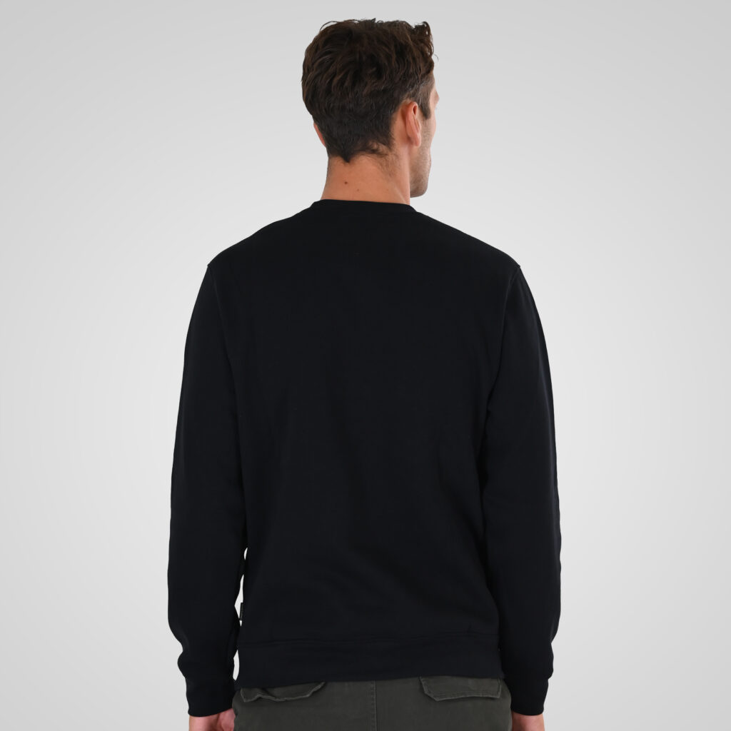 262MTOP-1153 CREWNECK TOP WITH EMBOSSED AND HIGH DENSITY PRINT (BRUSHED FLEECE) BLACK