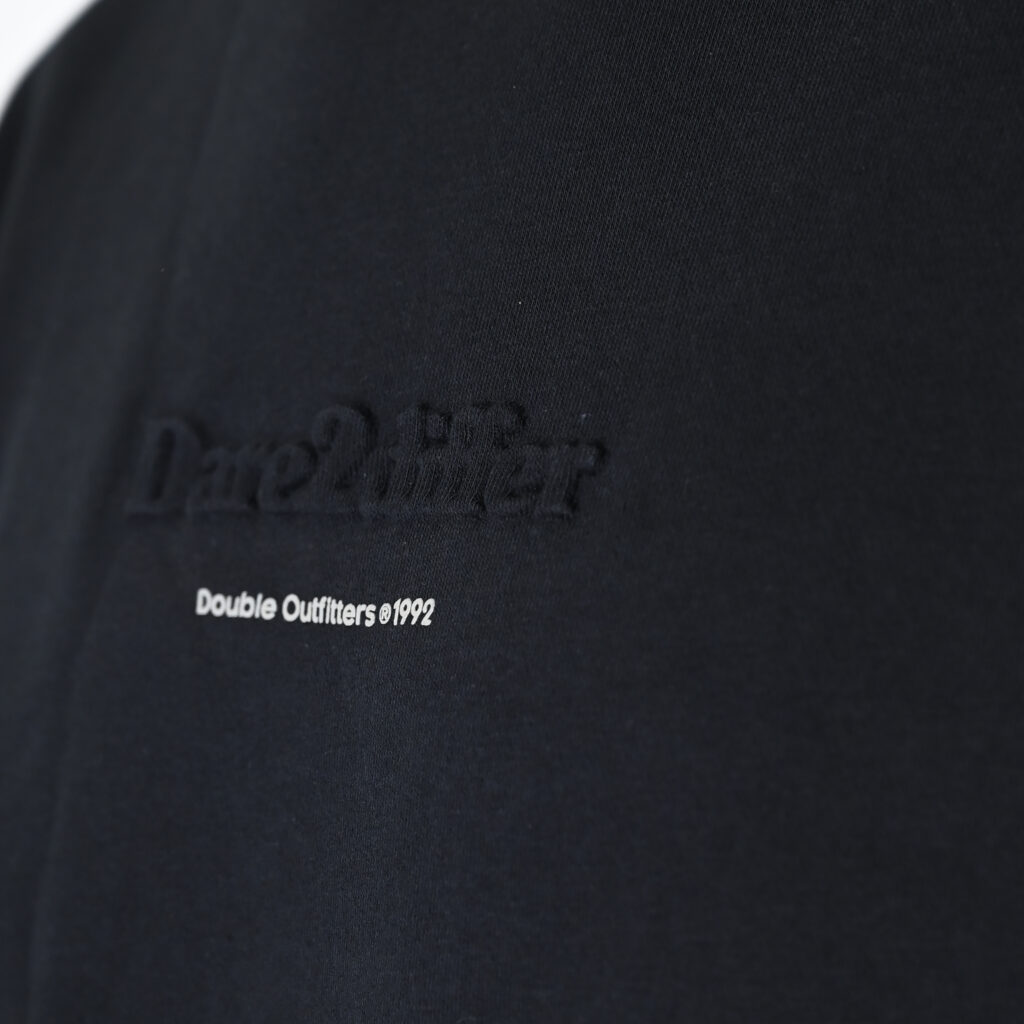 262MTOP-1153 CREWNECK TOP WITH EMBOSSED AND HIGH DENSITY PRINT (BRUSHED FLEECE) BLACK