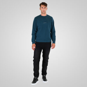 262MTOP-1153 CREWNECK TOP WITH EMBOSSED AND HIGH DENSITY PRINT (BRUSHED FLEECE) DEEP TEAL