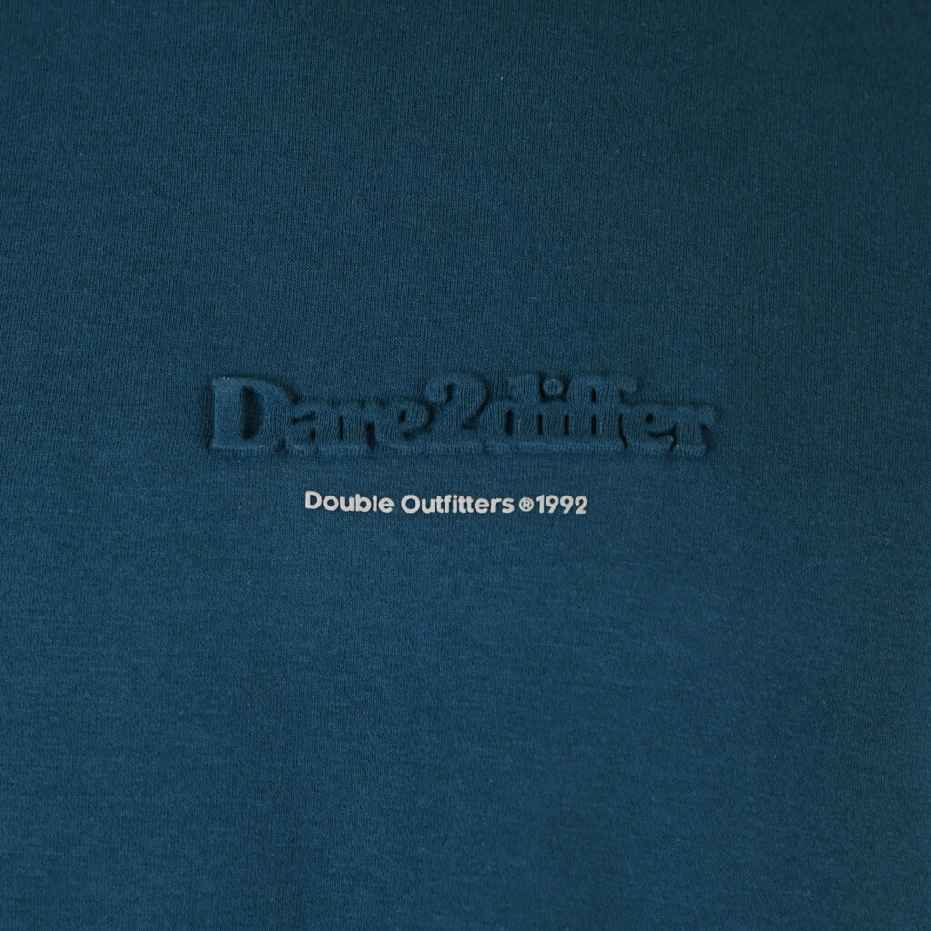 262MTOP-1153 CREWNECK TOP WITH EMBOSSED AND HIGH DENSITY PRINT (BRUSHED FLEECE) DEEP TEAL