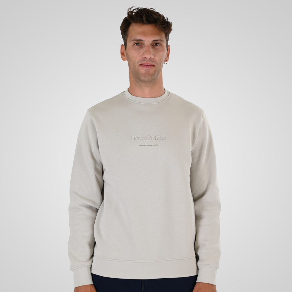 262MTOP-1153 CREWNECK TOP WITH EMBOSSED AND HIGH DENSITY PRINT (BRUSHED FLEECE) ICE