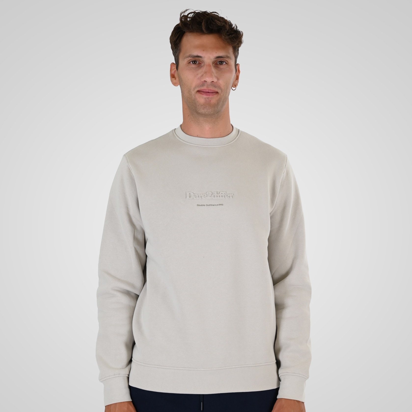 262MTOP-1153 CREWNECK TOP WITH EMBOSSED AND HIGH DENSITY PRINT (BRUSHED FLEECE) ICE - Image 1