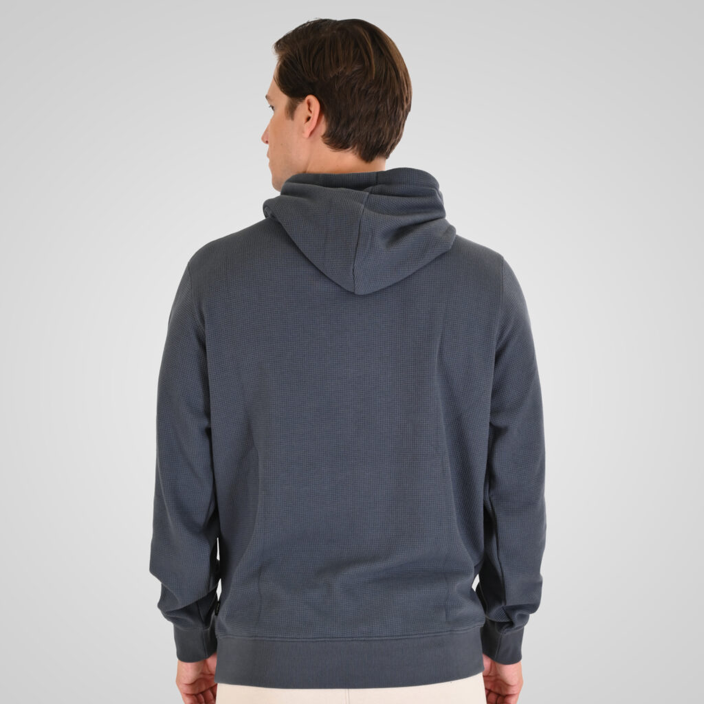 262MTOP-1154 HOODIE IN SPECIAL FABRIC (WAFFLE) STEEL BLUE