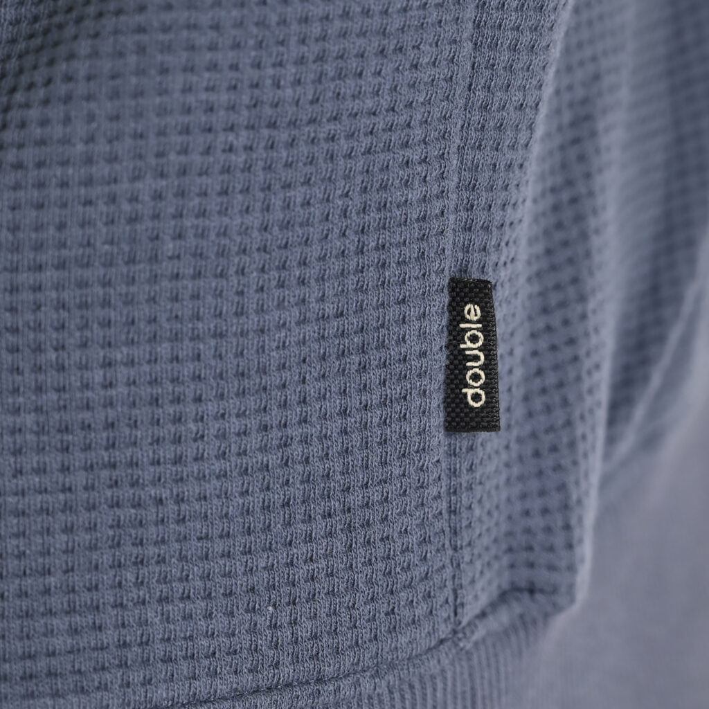 262MTOP-1154 HOODIE IN SPECIAL FABRIC (WAFFLE) STEEL BLUE