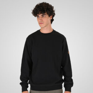 262MTOP-1155 CREWNECK IN SPECIAL FABRIC (WAFFLE) BLACK