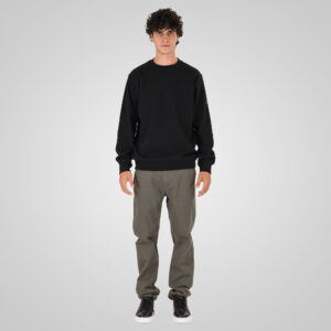 262MTOP-1155 CREWNECK IN SPECIAL FABRIC (WAFFLE) BLACK
