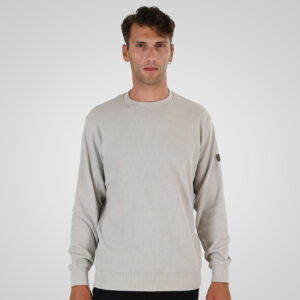 262MTOP-1155 CREWNECK IN SPECIAL FABRIC (WAFFLE) ICE GREY