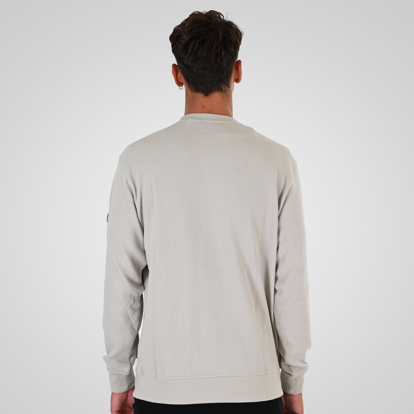 262MTOP-1155 CREWNECK IN SPECIAL FABRIC (WAFFLE) ICE GREY - Image 4