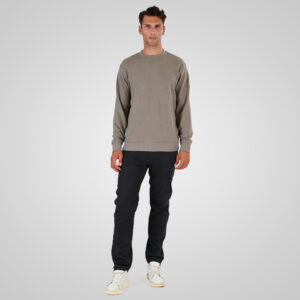 262MTOP-1155 CREWNECK IN SPECIAL FABRIC (WAFFLE) LT TAUPE