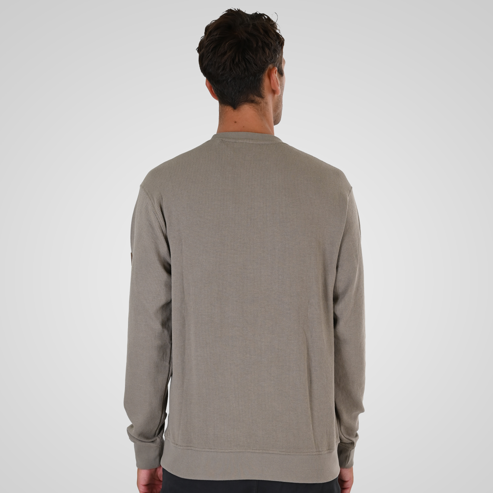 262MTOP-1155 CREWNECK IN SPECIAL FABRIC (WAFFLE) LT TAUPE - Image 4