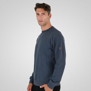 262MTOP-1155 CREWNECK IN SPECIAL FABRIC (WAFFLE) STEEL BLUE - Image 3