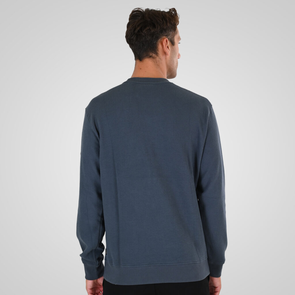 262MTOP-1155 CREWNECK IN SPECIAL FABRIC (WAFFLE) STEEL BLUE