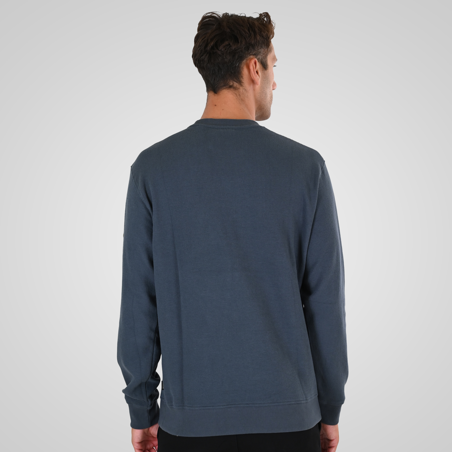262MTOP-1155 CREWNECK IN SPECIAL FABRIC (WAFFLE) STEEL BLUE - Image 4