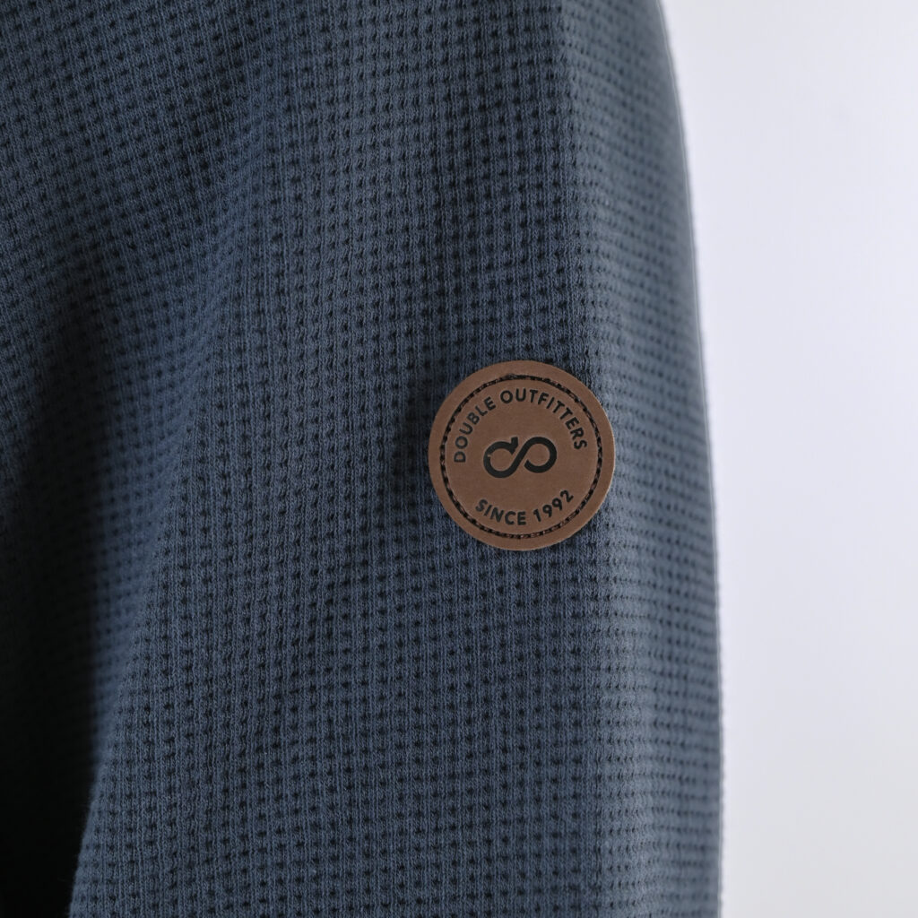 262MTOP-1155 CREWNECK IN SPECIAL FABRIC (WAFFLE) STEEL BLUE