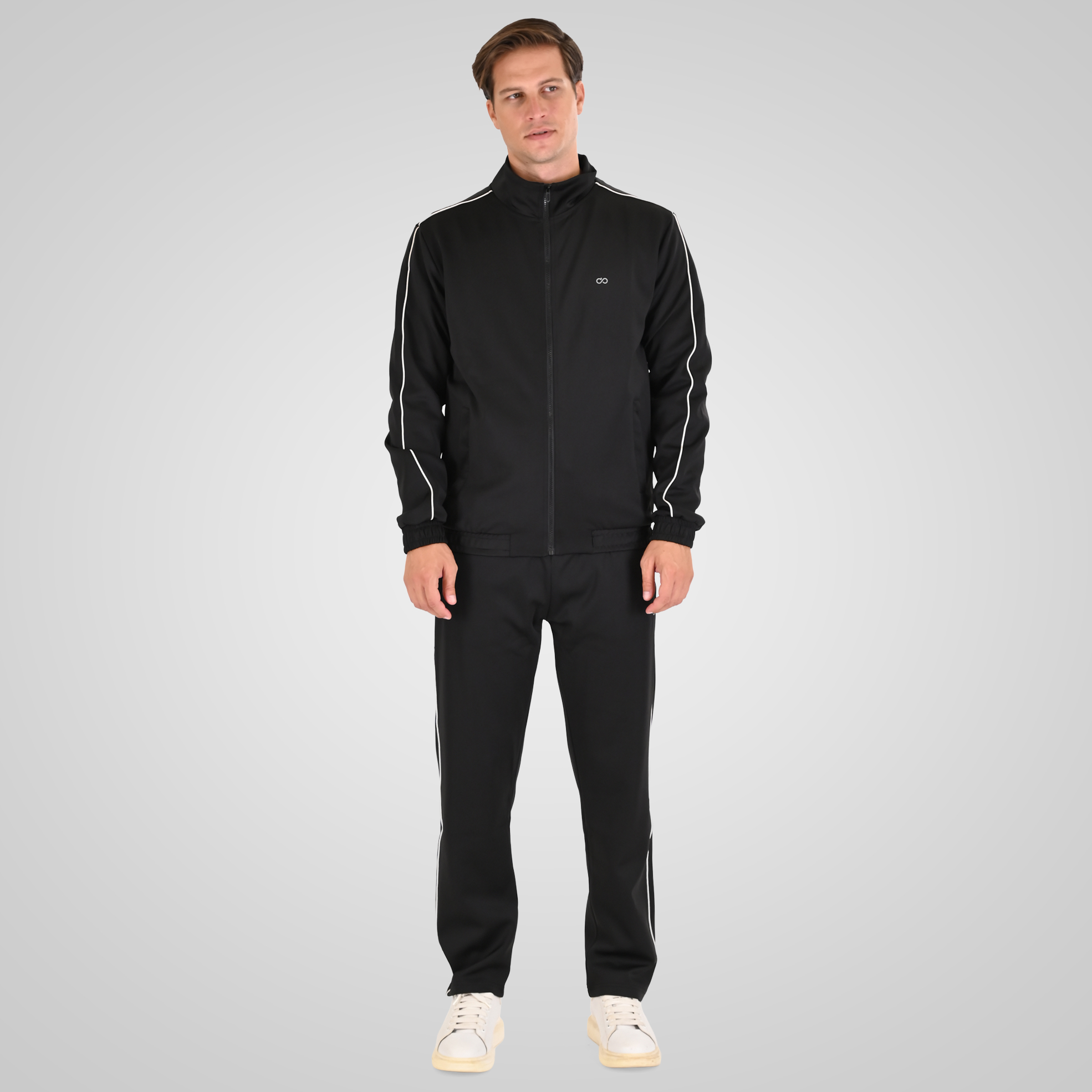 262MTOP-1156 FULL-ZIP TOP WITH COLLAR. HIGH DENSITY PRINT AND STRIPES BLACK - Image 2