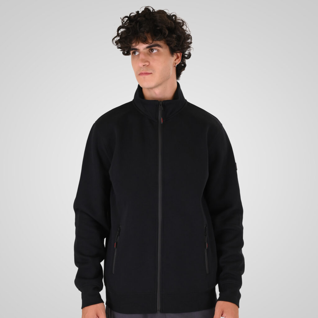 262MTOP-1158 FULL-ZIP WITH STAND-UP COLLAR (INTERLOCK) BLACK