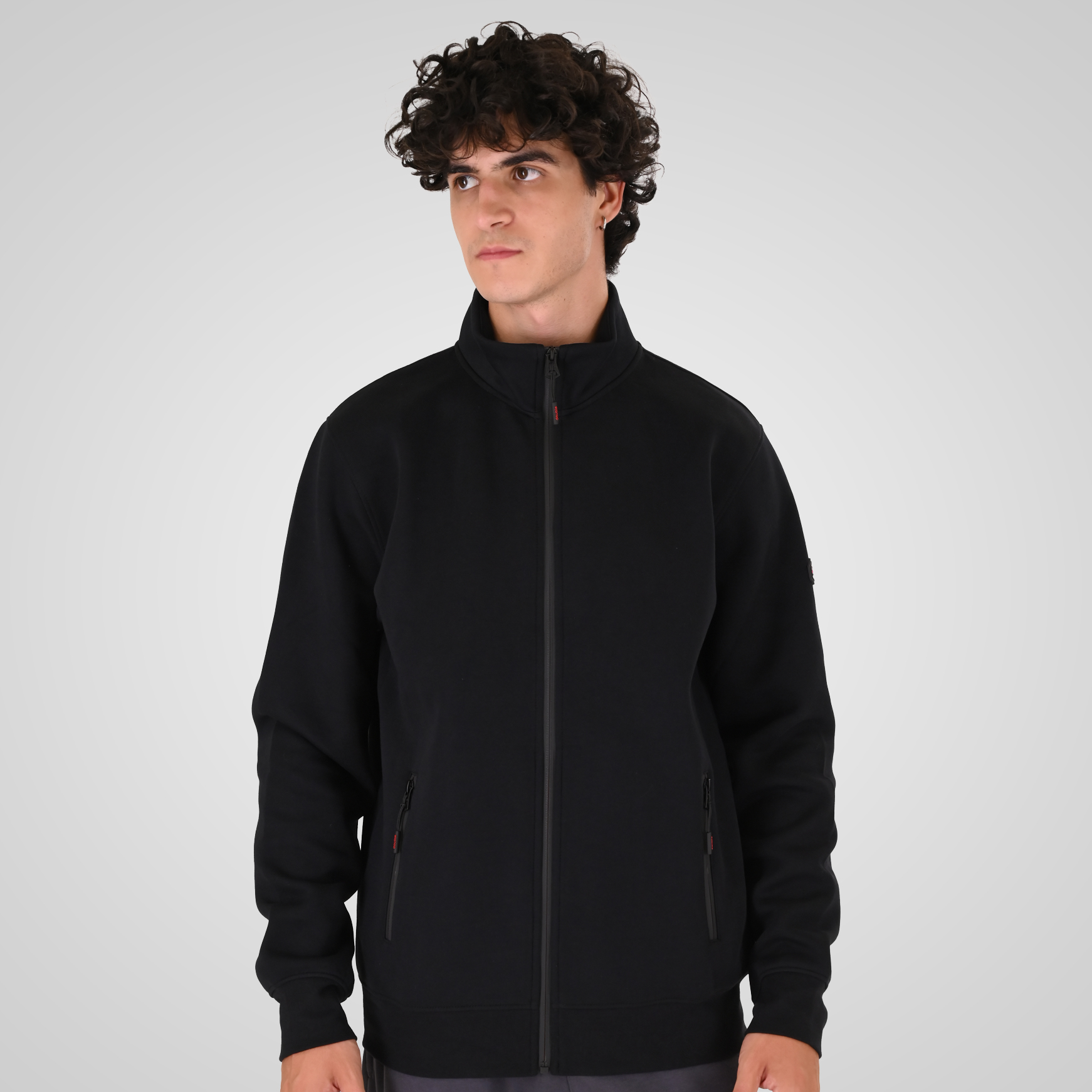 262MTOP-1158 FULL-ZIP WITH STAND-UP COLLAR (INTERLOCK) BLACK - Image 1