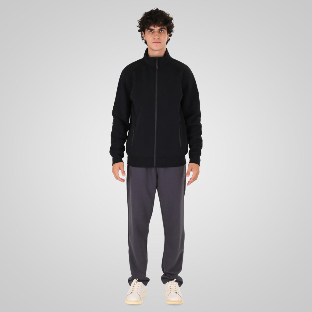 262MTOP-1158 FULL-ZIP WITH STAND-UP COLLAR (INTERLOCK) BLACK