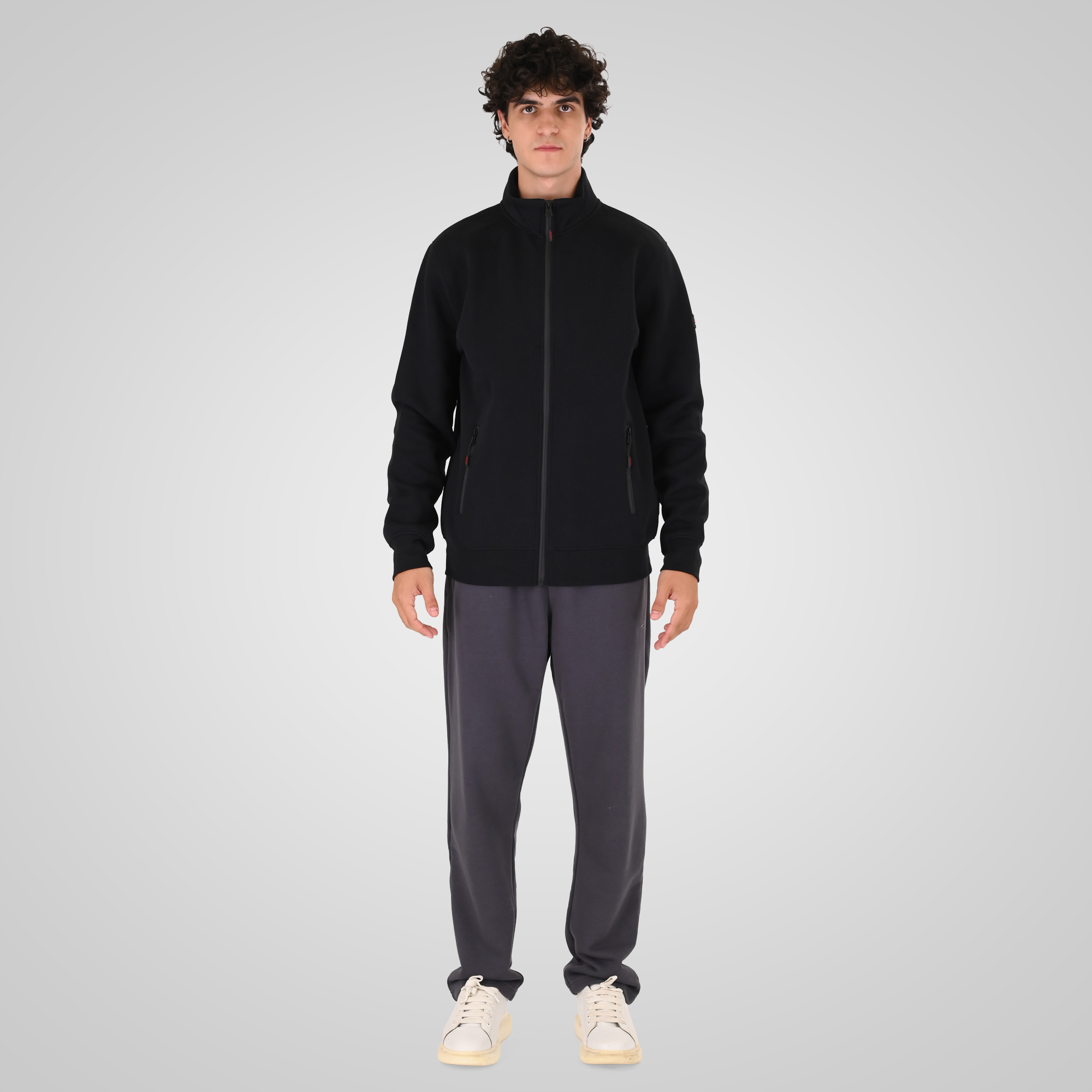 262MTOP-1158 FULL-ZIP WITH STAND-UP COLLAR (INTERLOCK) BLACK - Image 2