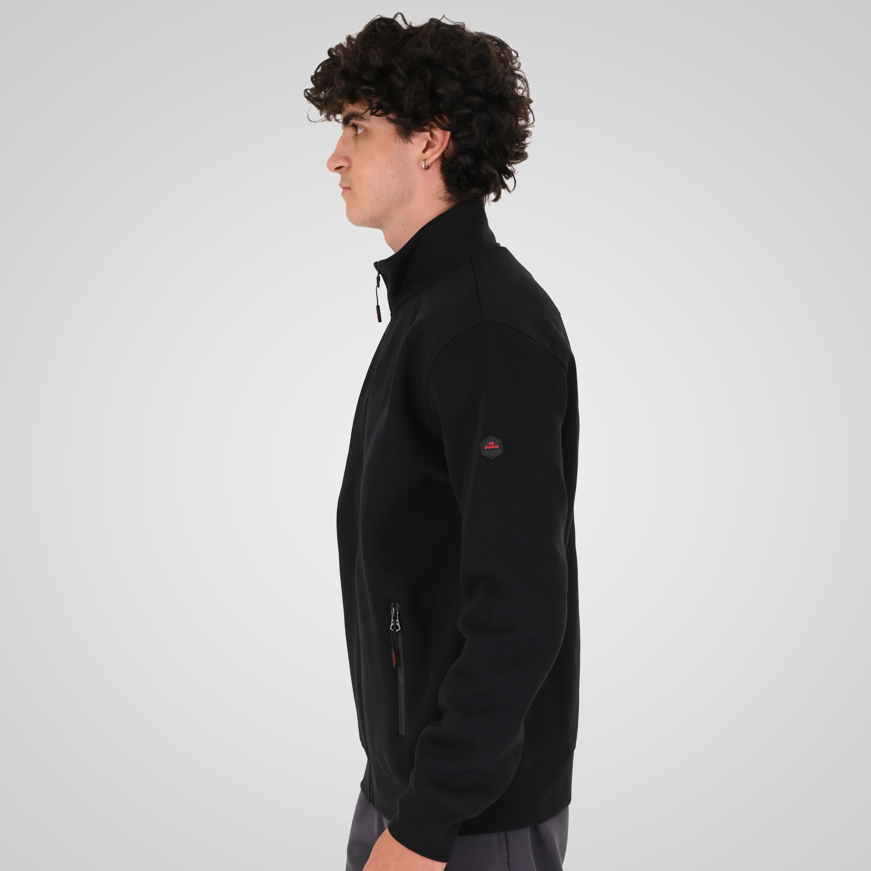 262MTOP-1158 FULL-ZIP WITH STAND-UP COLLAR (INTERLOCK) BLACK - Image 3