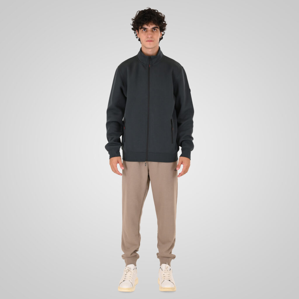 262MTOP-1158 FULL-ZIP WITH STAND-UP COLLAR (INTERLOCK) SHADOW GREEN