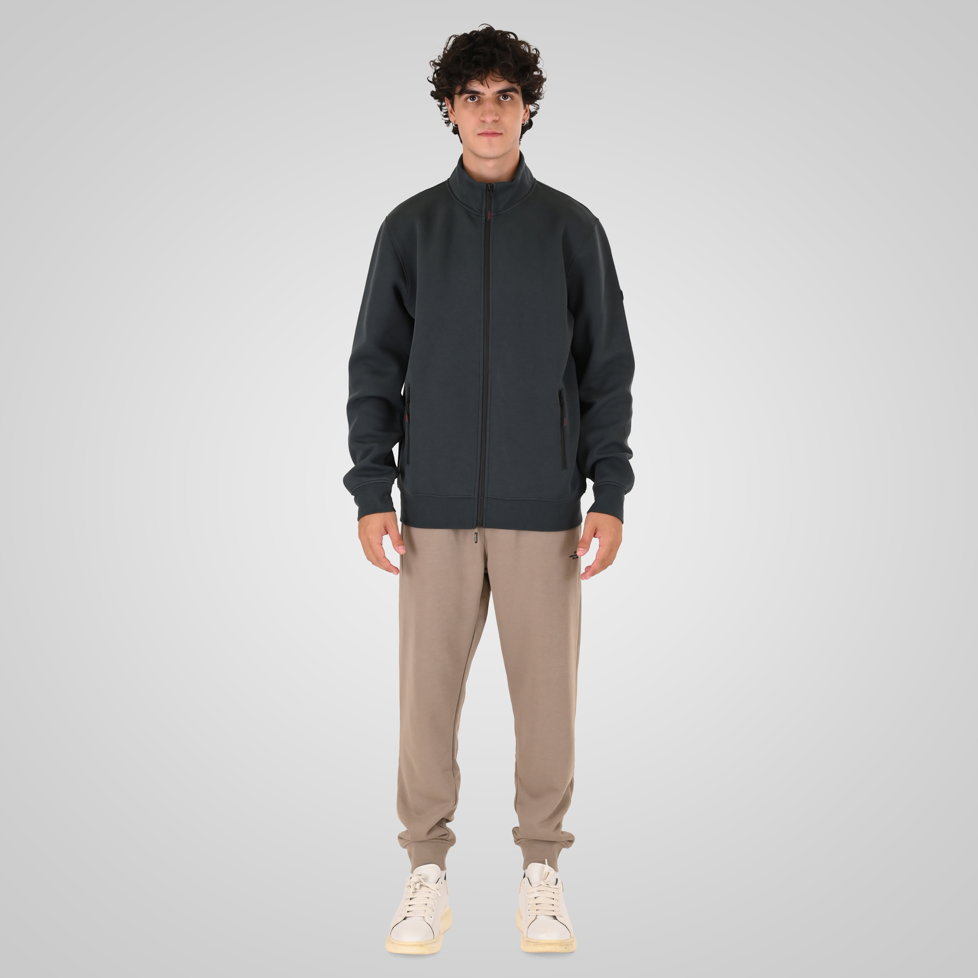 262MTOP-1158 FULL-ZIP WITH STAND-UP COLLAR (INTERLOCK) SHADOW GREEN - Image 2