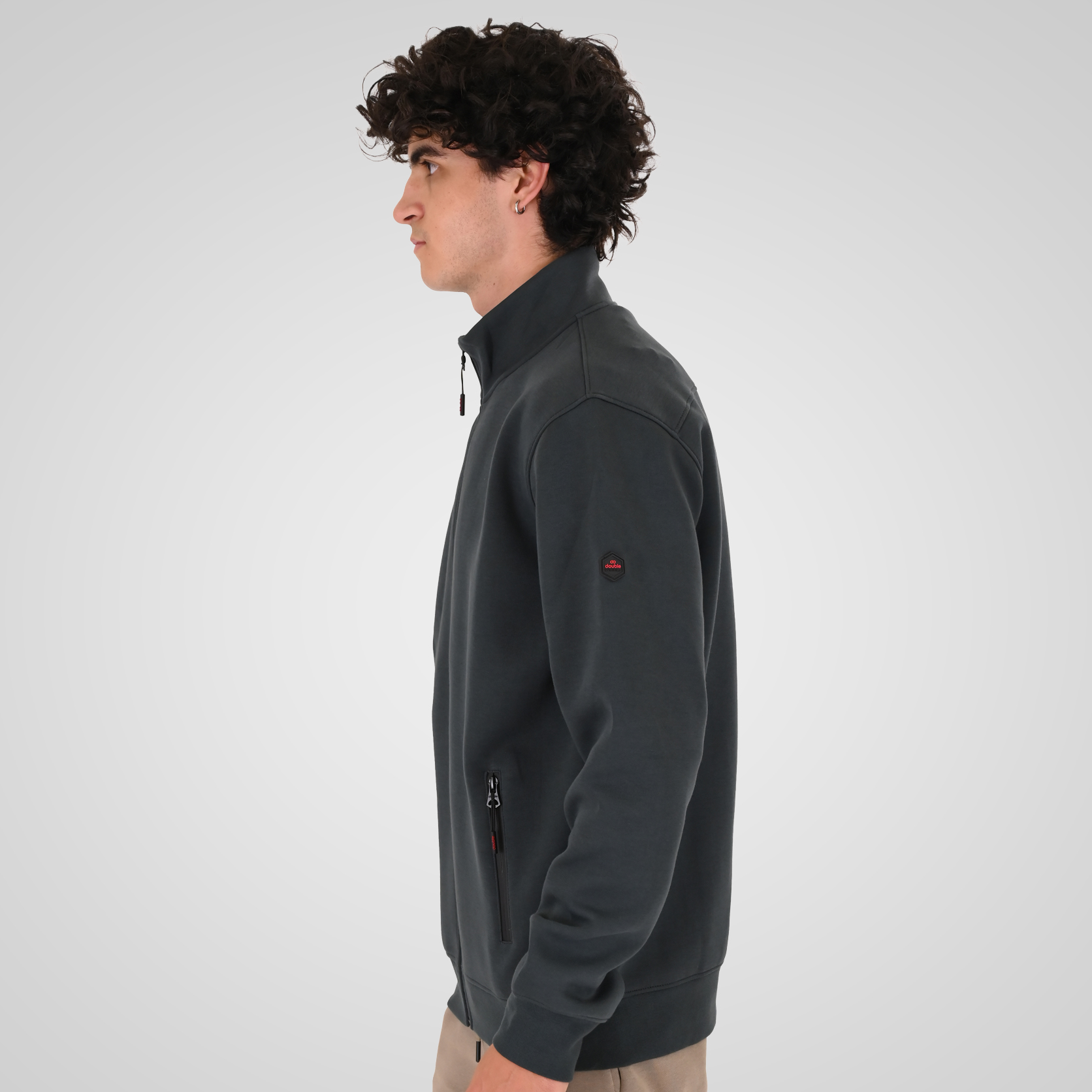 262MTOP-1158 FULL-ZIP WITH STAND-UP COLLAR (INTERLOCK) SHADOW GREEN - Image 3