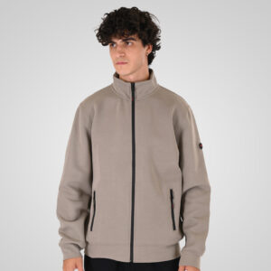 262MTOP-1158 FULL-ZIP WITH STAND-UP COLLAR (INTERLOCK) SMOKE BEIGE