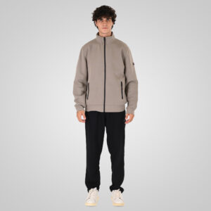 262MTOP-1158 FULL-ZIP WITH STAND-UP COLLAR (INTERLOCK) SMOKE BEIGE