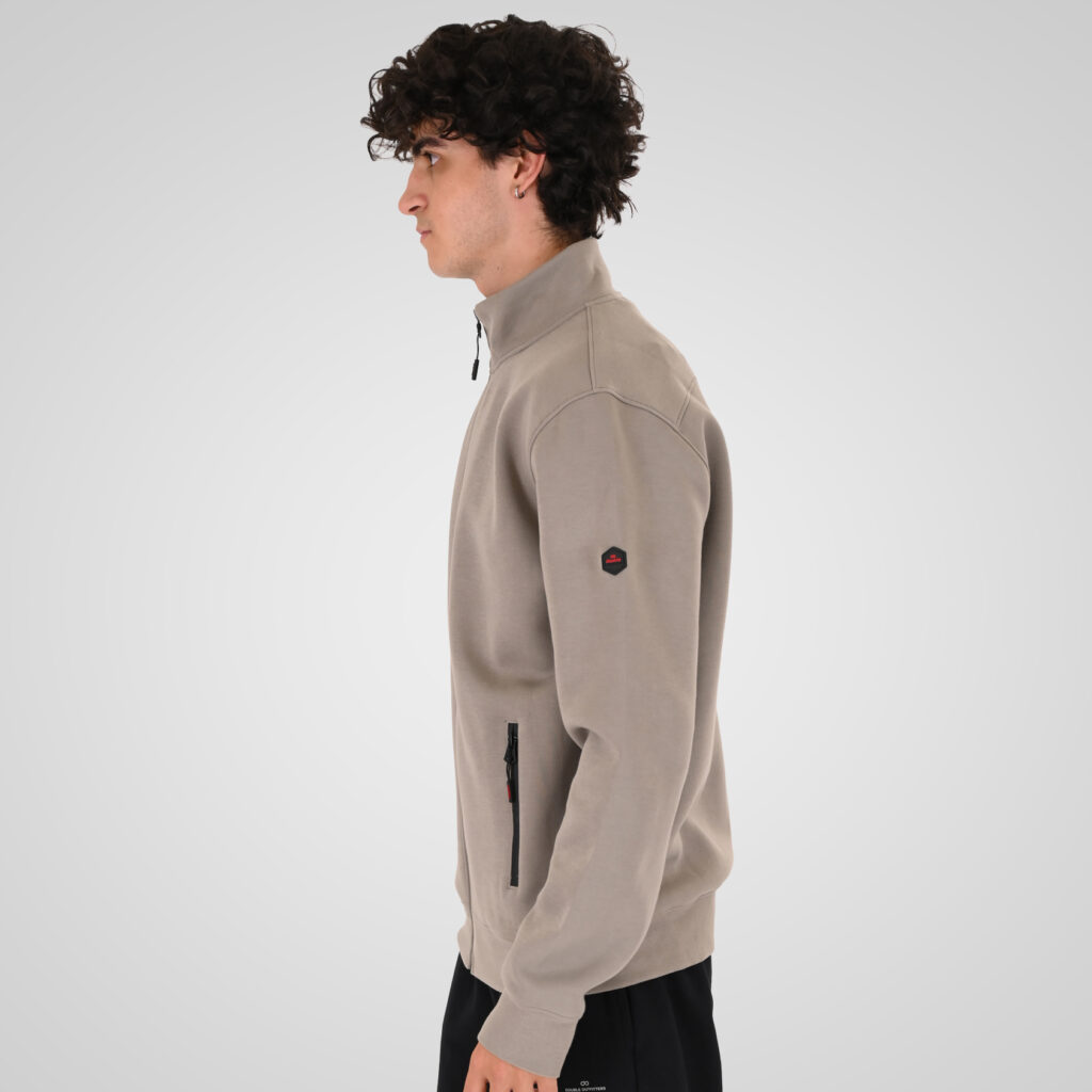 262MTOP-1158 FULL-ZIP WITH STAND-UP COLLAR (INTERLOCK) SMOKE BEIGE