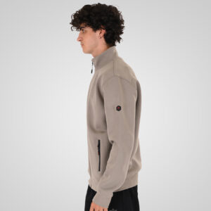 262MTOP-1158 FULL-ZIP WITH STAND-UP COLLAR (INTERLOCK) SMOKE BEIGE - Image 3