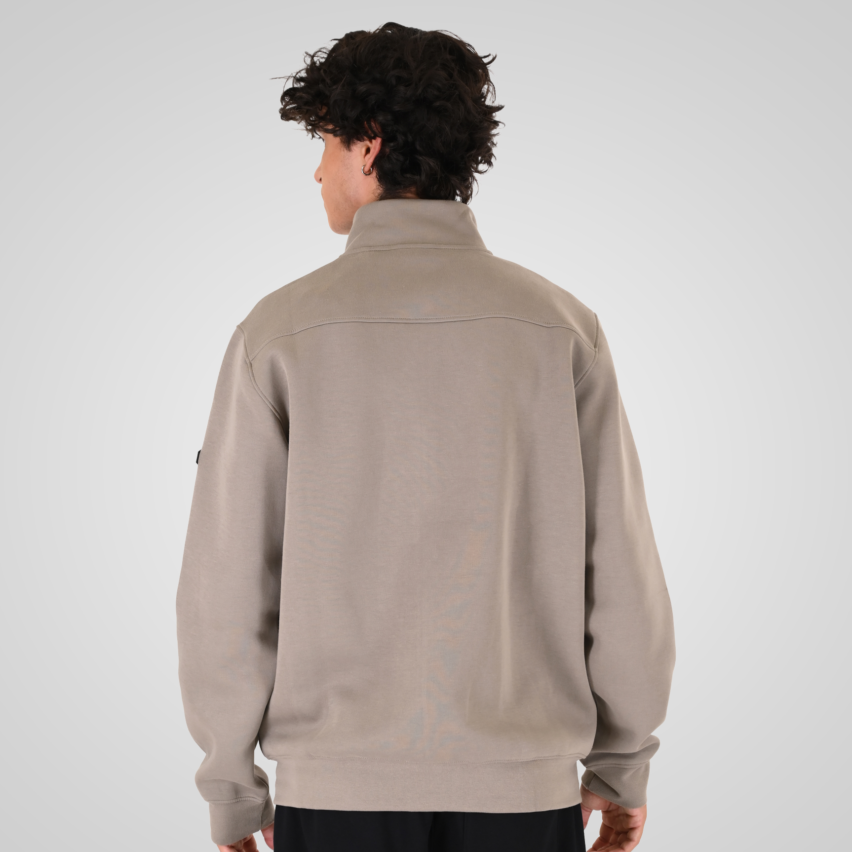 262MTOP-1158 FULL-ZIP WITH STAND-UP COLLAR (INTERLOCK) SMOKE BEIGE - Image 4