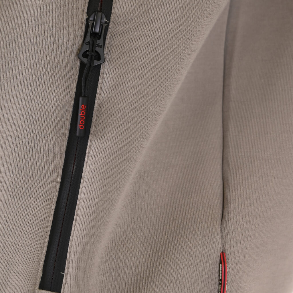 262MTOP-1158 FULL-ZIP WITH STAND-UP COLLAR (INTERLOCK) SMOKE BEIGE