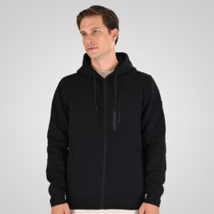 262MTOP-1160 FULL-ZIP HOODIE WITH CHEST POCKET AND THIN HIGH DENSITY PRINT (INTERLOCK) BLACK