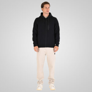 262MTOP-1160 FULL-ZIP HOODIE WITH CHEST POCKET AND THIN HIGH DENSITY PRINT (INTERLOCK) BLACK